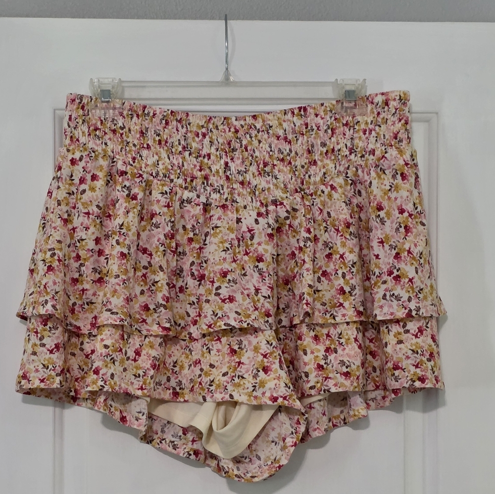 Floral Skort - Pink and Cream